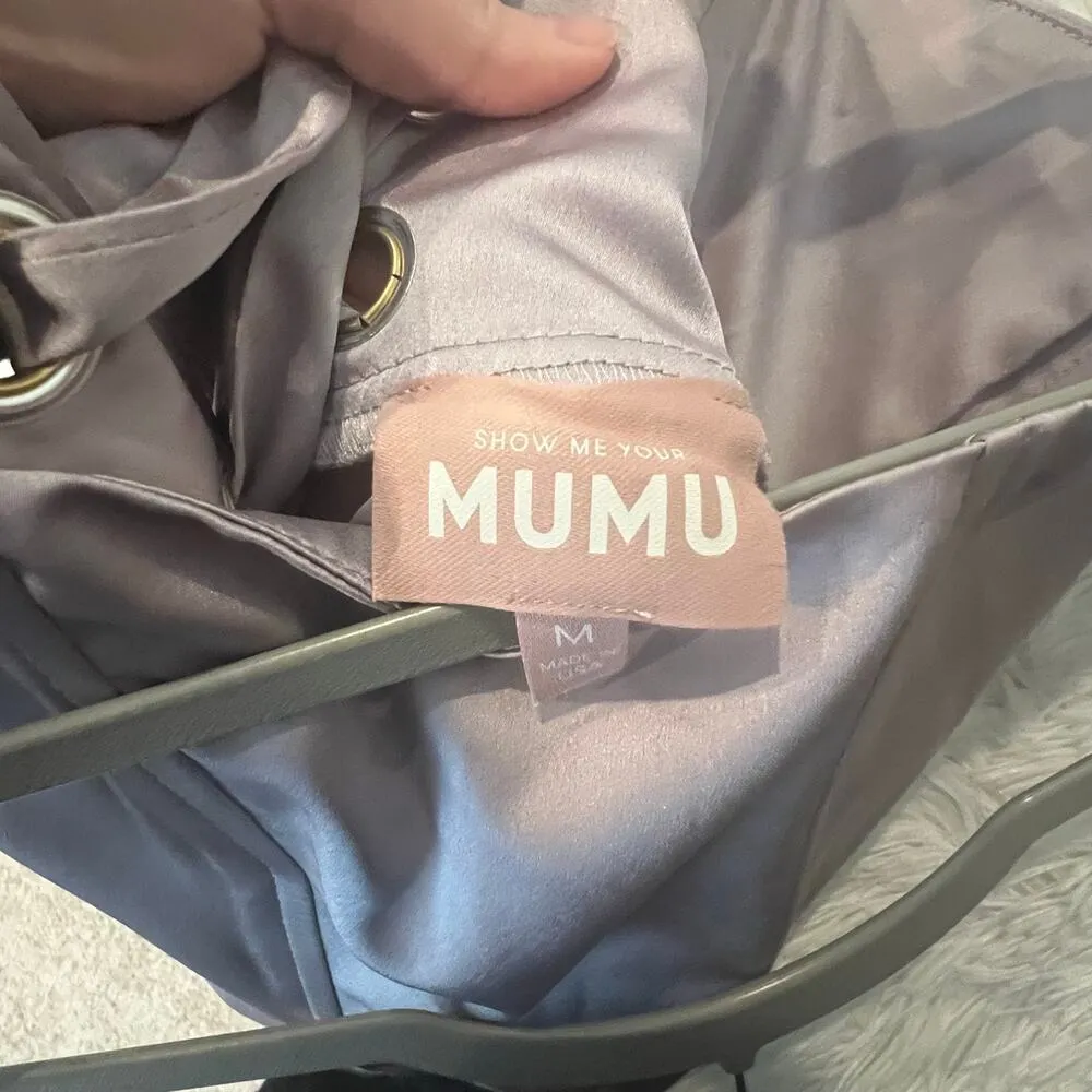 Show Me Your Mumu Clarissa Corset Dress Maxi Dusty Purple Luxe Satin Medium - Image 11