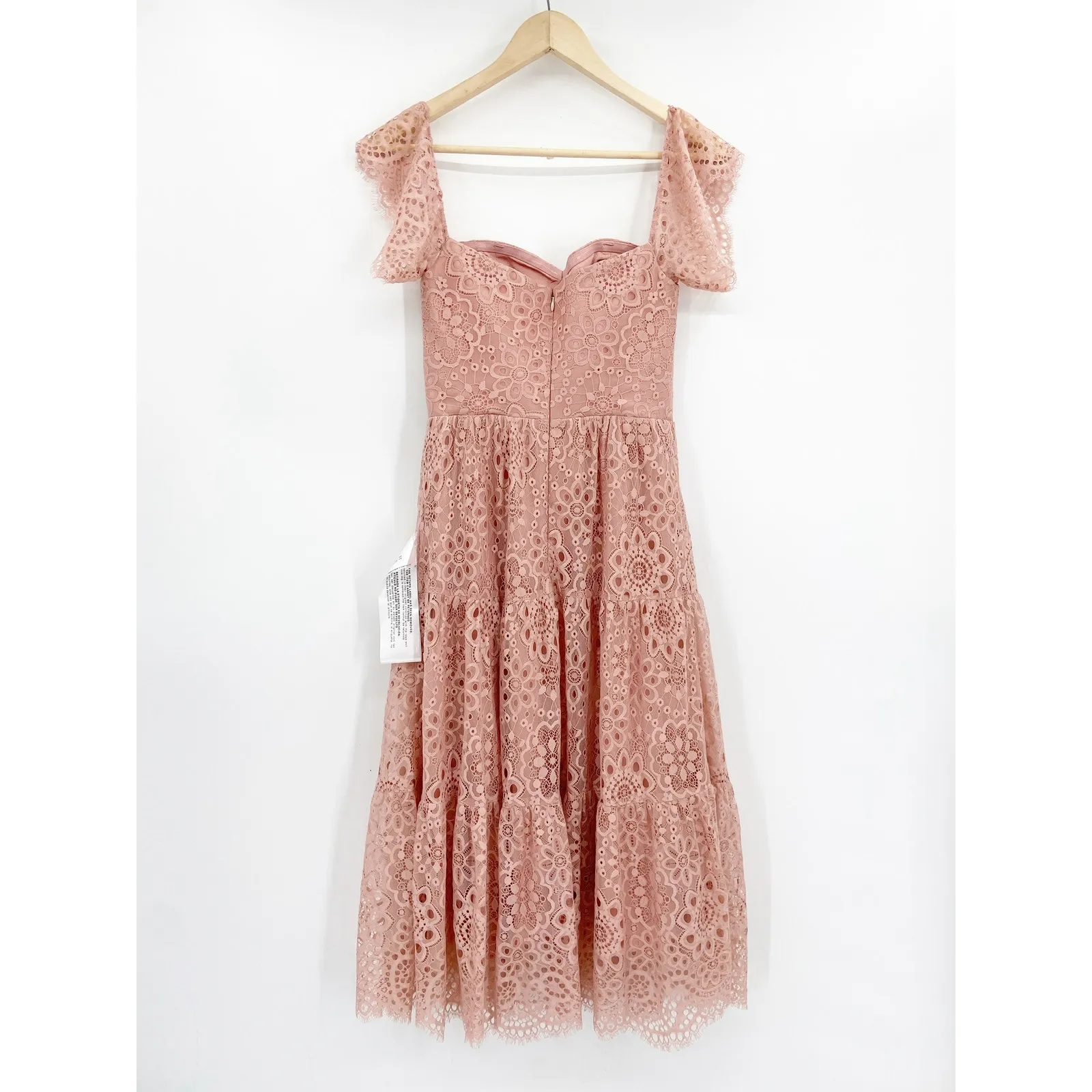 Dress the Population River Blush Pink Off Shoulder Eyelet Tiered Midi Dress NWT - Image 5
