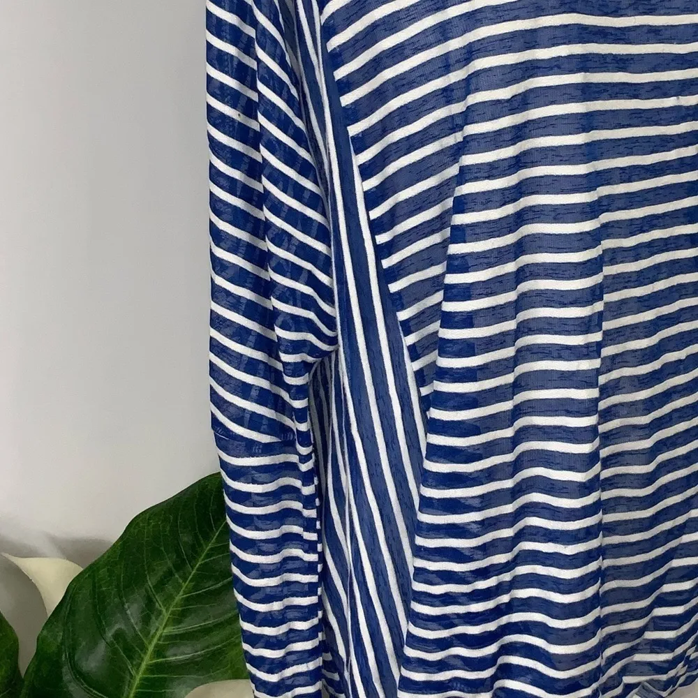 Double Zero Blue & White Stripes Dolman Sleeves Lightweight Top M - Image 12