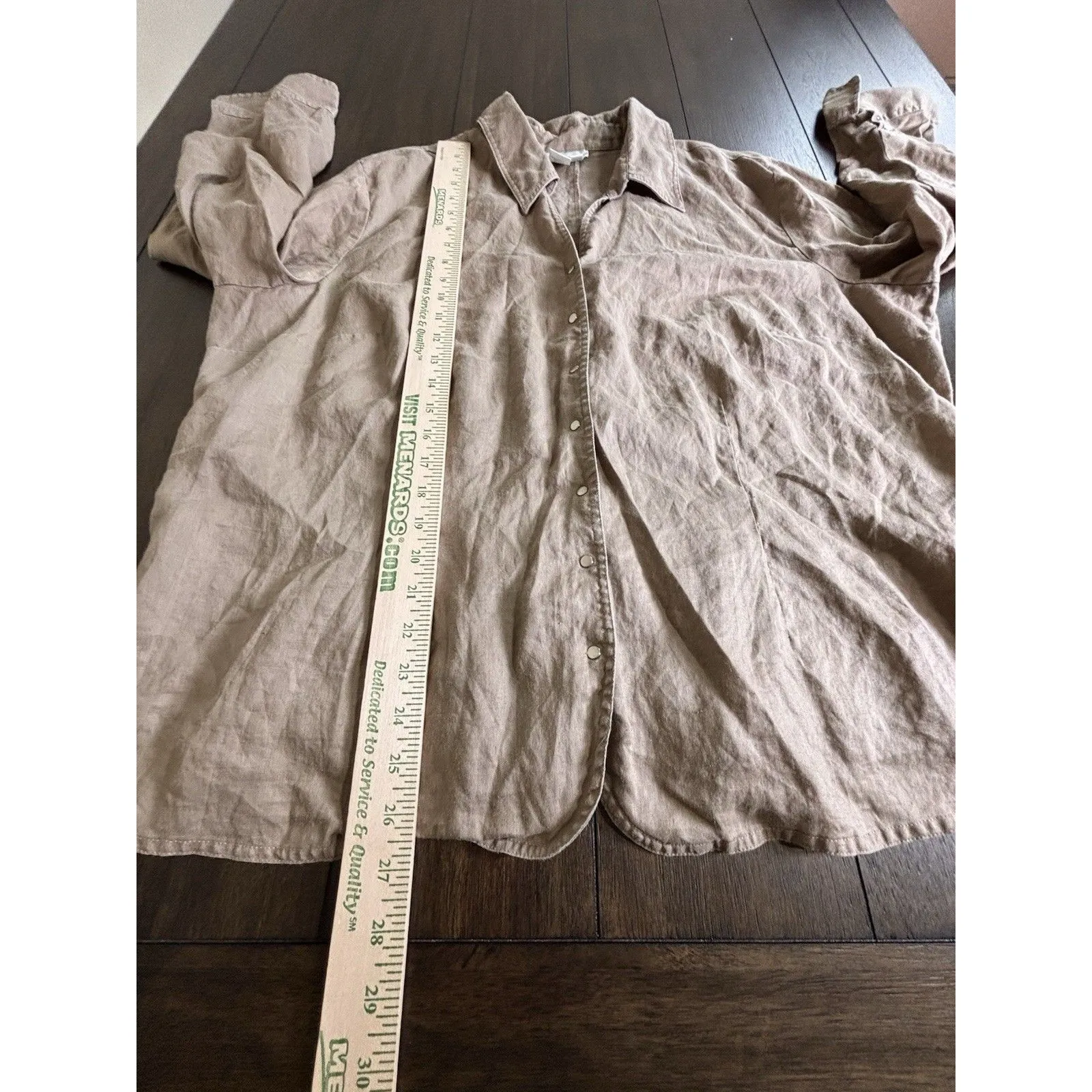 Coldwater Creek Blouse 3X Snap Front Shirt 100% Ramie Mocha Brown - Image 8