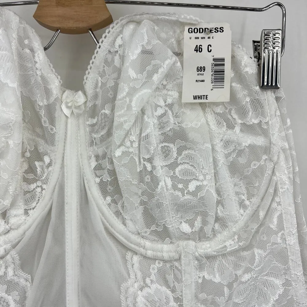 Goddess (46C) American VINTAGE 80s White Lace Long Line Bustier DEADSTOCK 1278 Size undefined - Image 3