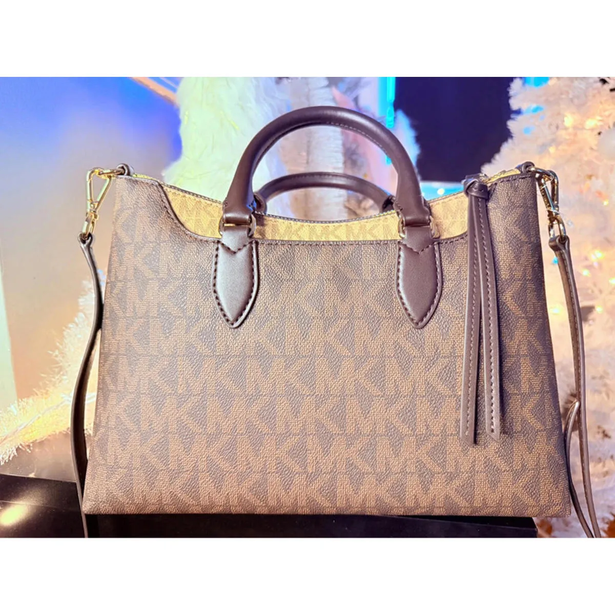 Michael Kors Austen small brown multi satchel NWT - Image 2