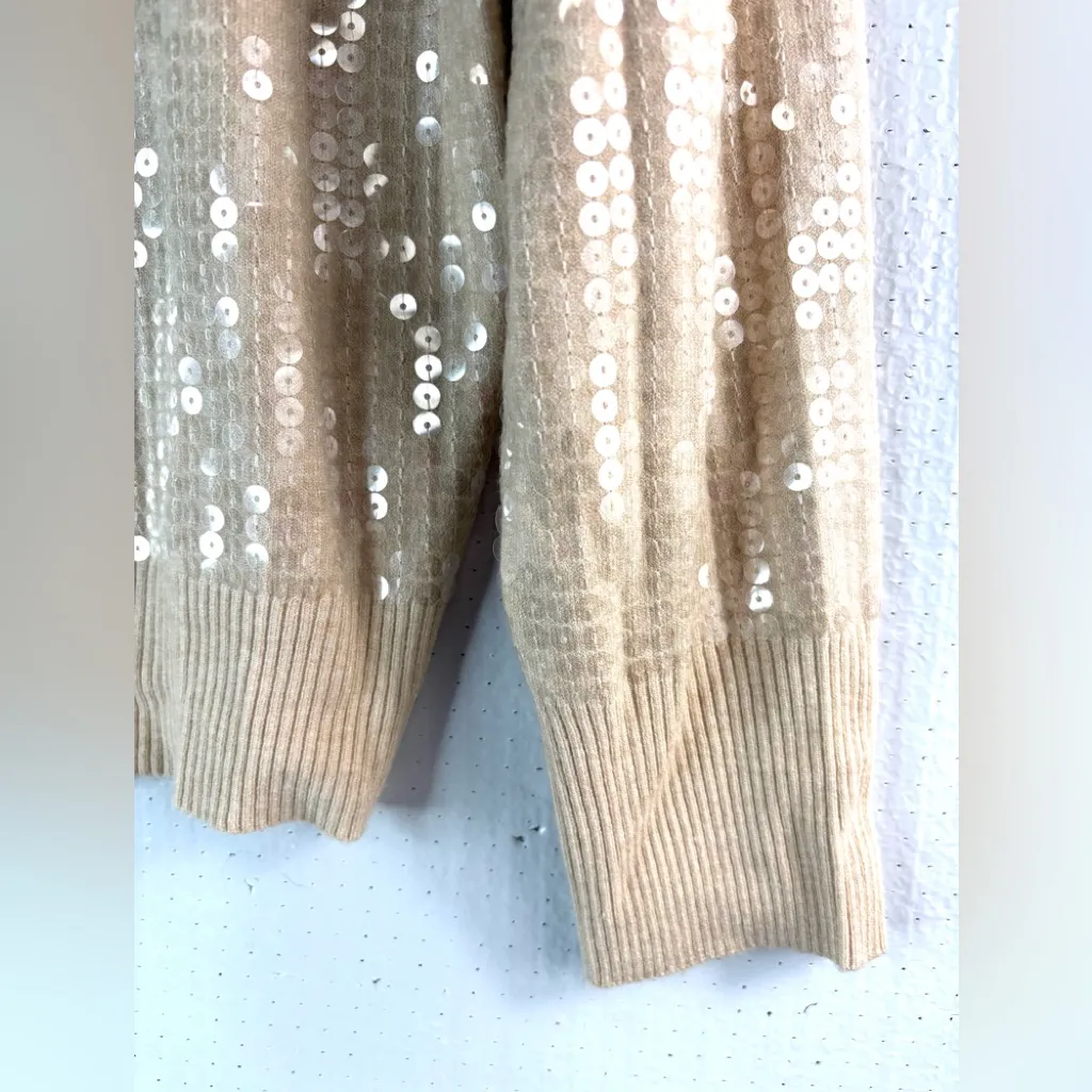 Siani Milano L Natural Sequins Knit Top Sweater Size L - Image 5