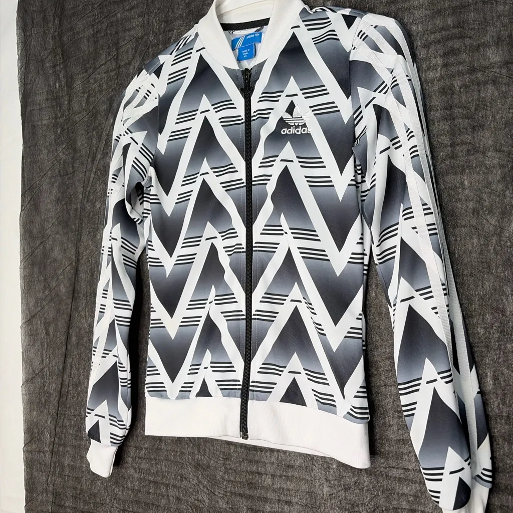 Adidas Originals Zig Zag Track Jacket Gray White Full Zip Women’s XS(A250) - Image 3