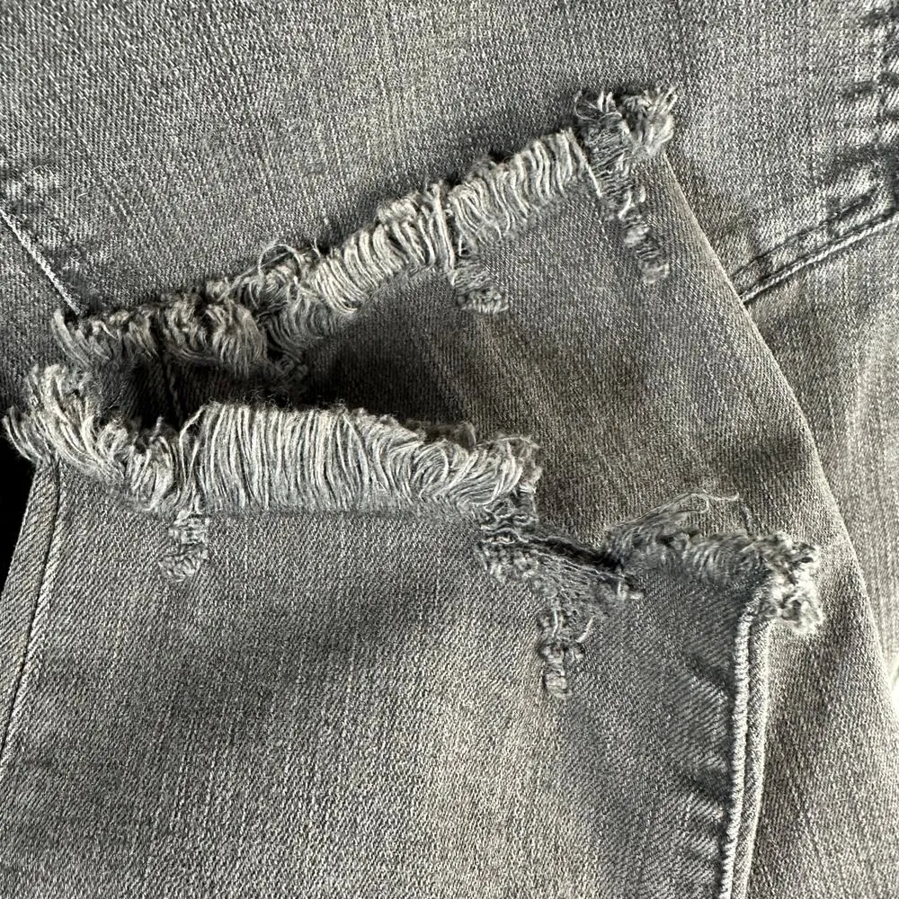 Madewell 9" Mid Rise SKINNY Exposed Button Fly Jeans Raw Hem Size 32 Stretch - Image 5