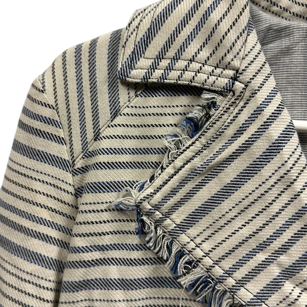 Anthropologie Greylin Striped Moto Blazer Jacket Cream Blue Womens Small - Image 2