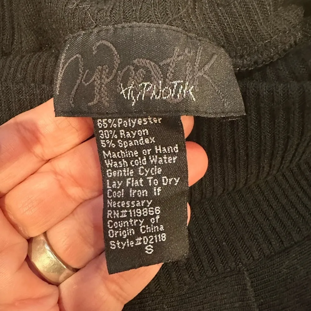 EUC 70’s Vintage hypnotik dress black geometrics abstract short sleeves Sz S Gold - Image 10