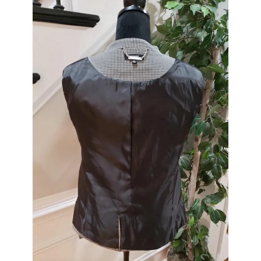 Premise Women's Black & White Houndstooth Long Sleeve Button Front Blazer Size 6 - Image 10