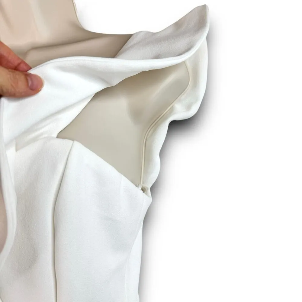 LUXXEL White Ruffle Romper One Piece Shorts Outfit Jumper Flutter Sleeves Small - Image 4