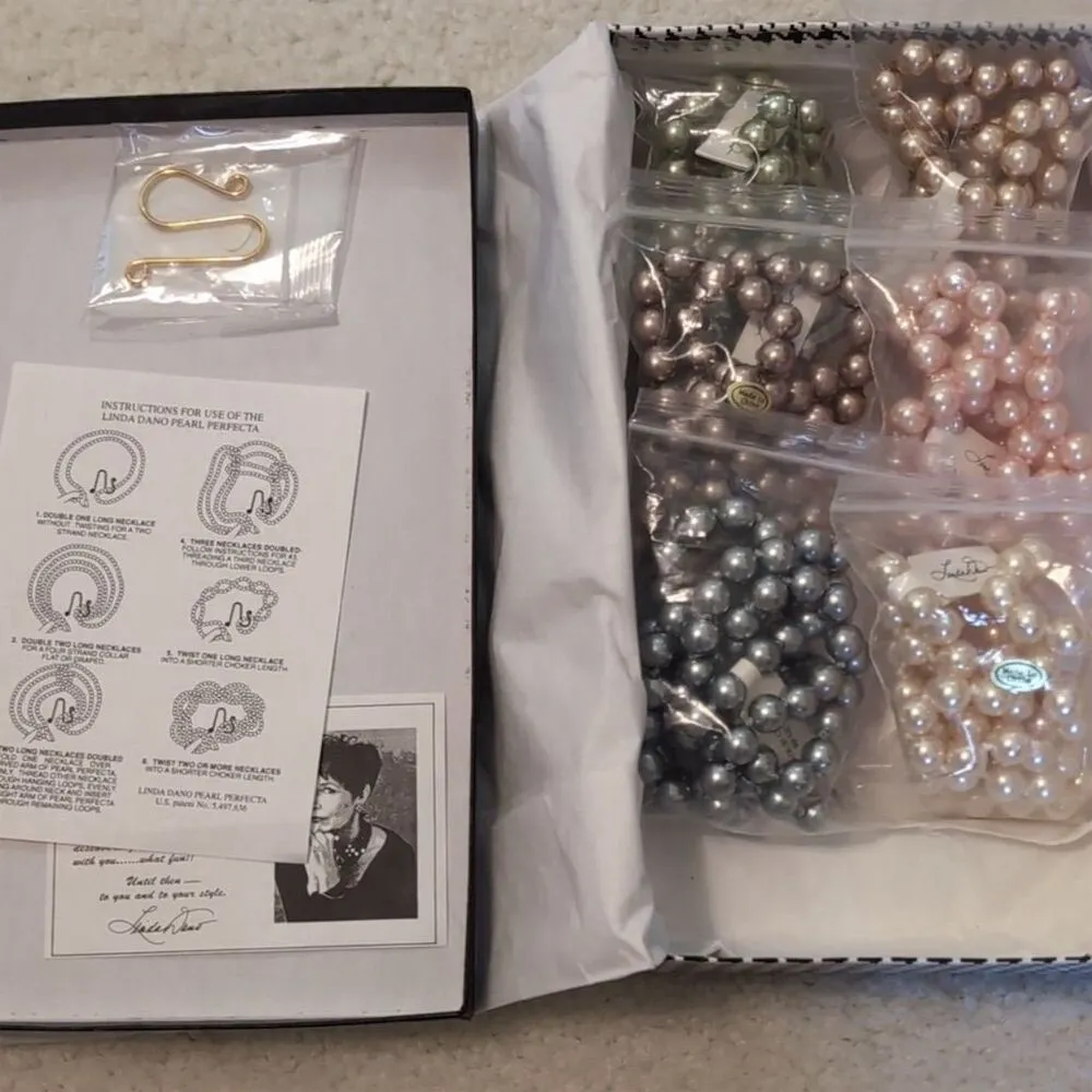 Linda Dano Pearl Perfecta Set of 6 Multicolor Pearl Necklace Set White - Image 3