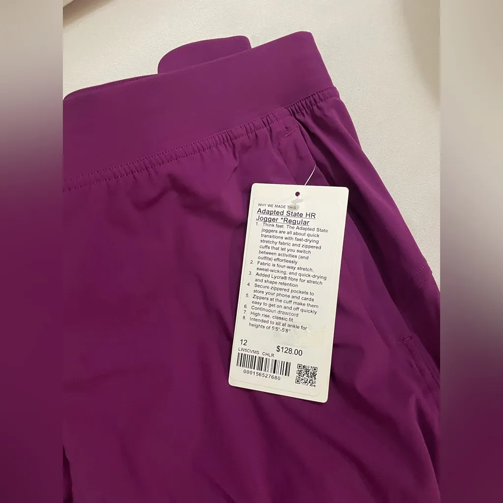 Lululemon NWT Adapted State High Rise Joggers Purple Size 12 - Image 11