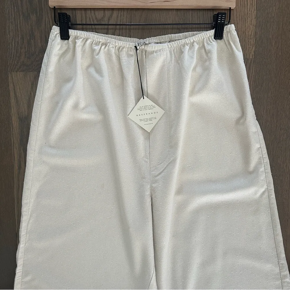 NWT Baserange Stoa Wild Silk Elastic Waist Wide Leg Lounge Pants Natural Cream S White - Image 3