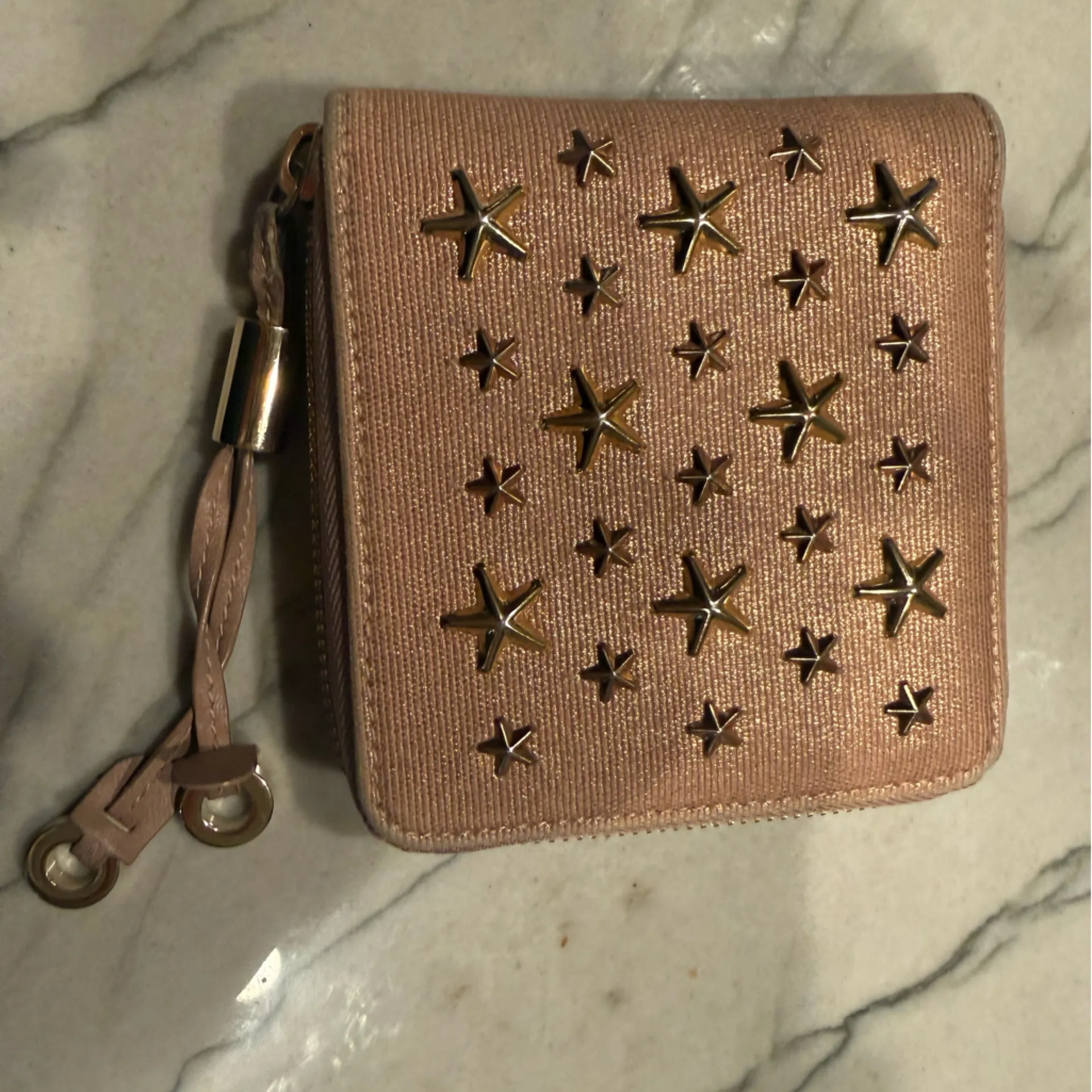 Jimmy Choo Star Studded Canvas Zippy Bifold Wallet
Pink - Image 2
