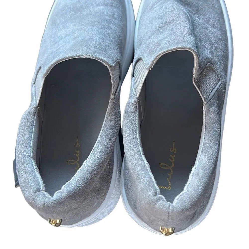 Lulus Dylann Grey Suede Slip-On Flatform‎ Sneakers size 9 - Image 7