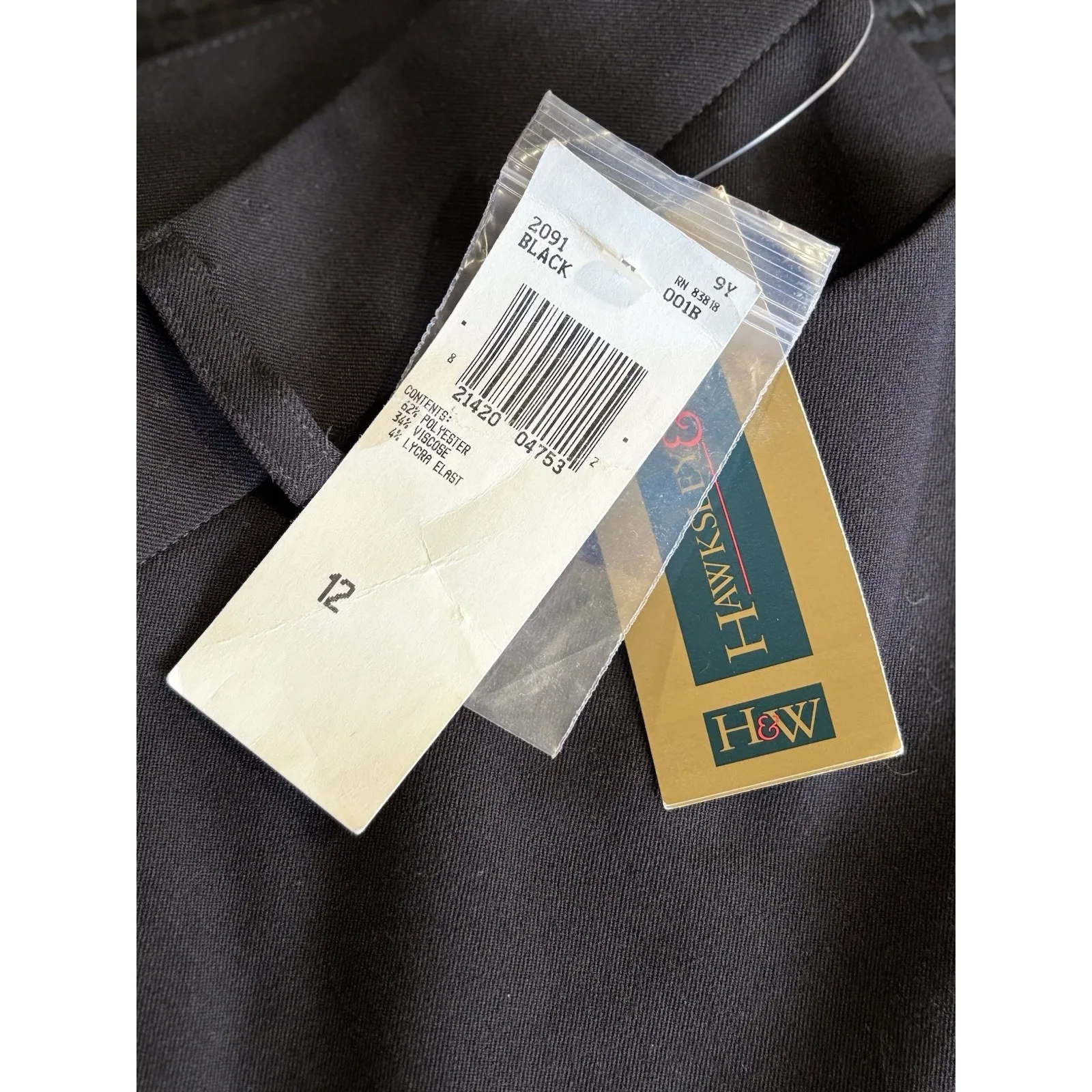 H & W Straight Black Trouser Pants NWT‎ Mid Rise Zip/Slide Hooks Pockets Size 12 - Image 7
