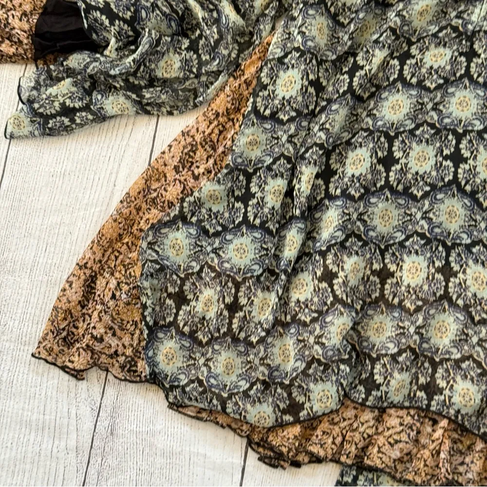 Free People Gabi Tunic Top size small black tan ruffles NEW - Image 7