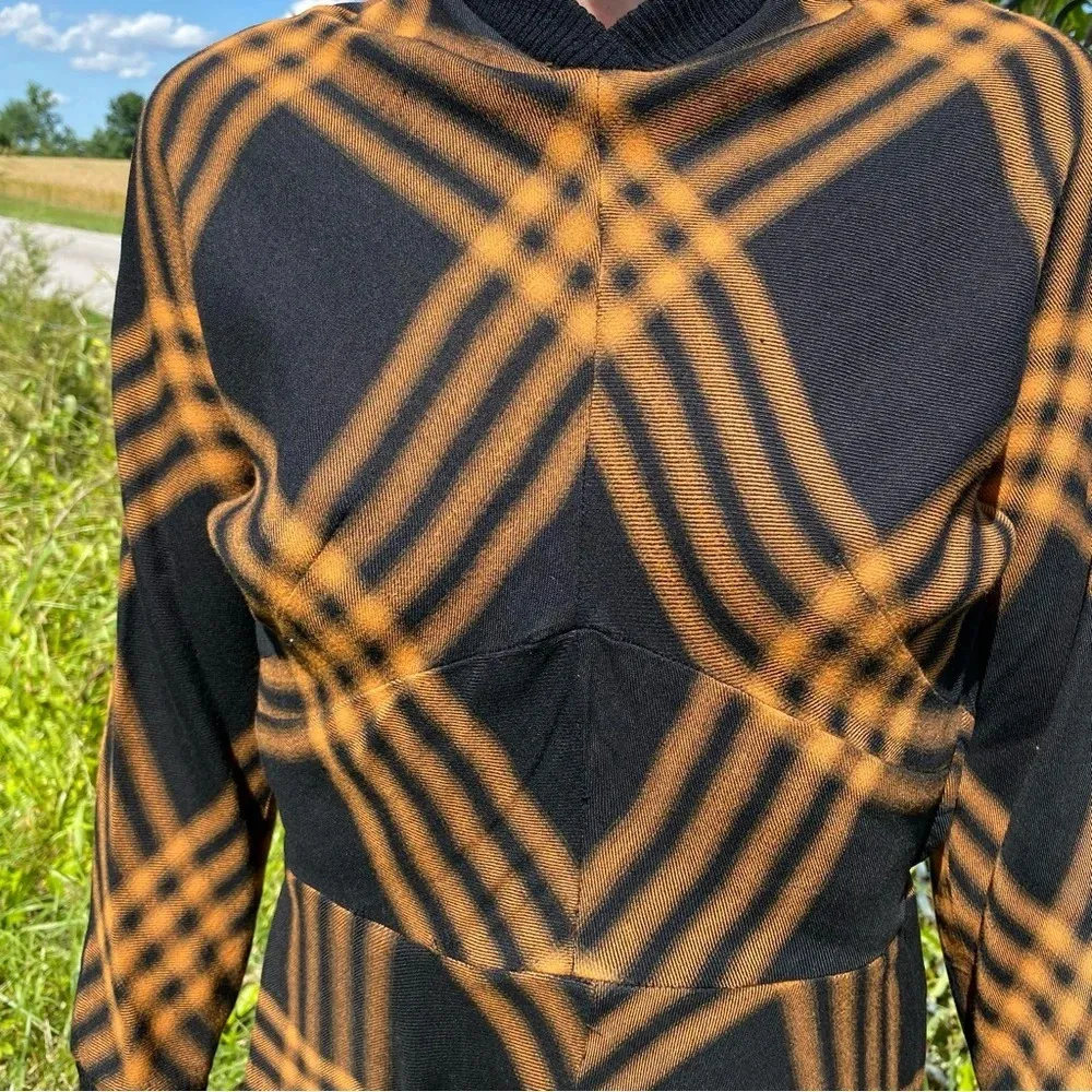 Vintage Plaid Dress 40s 50s Size XS - Image 3