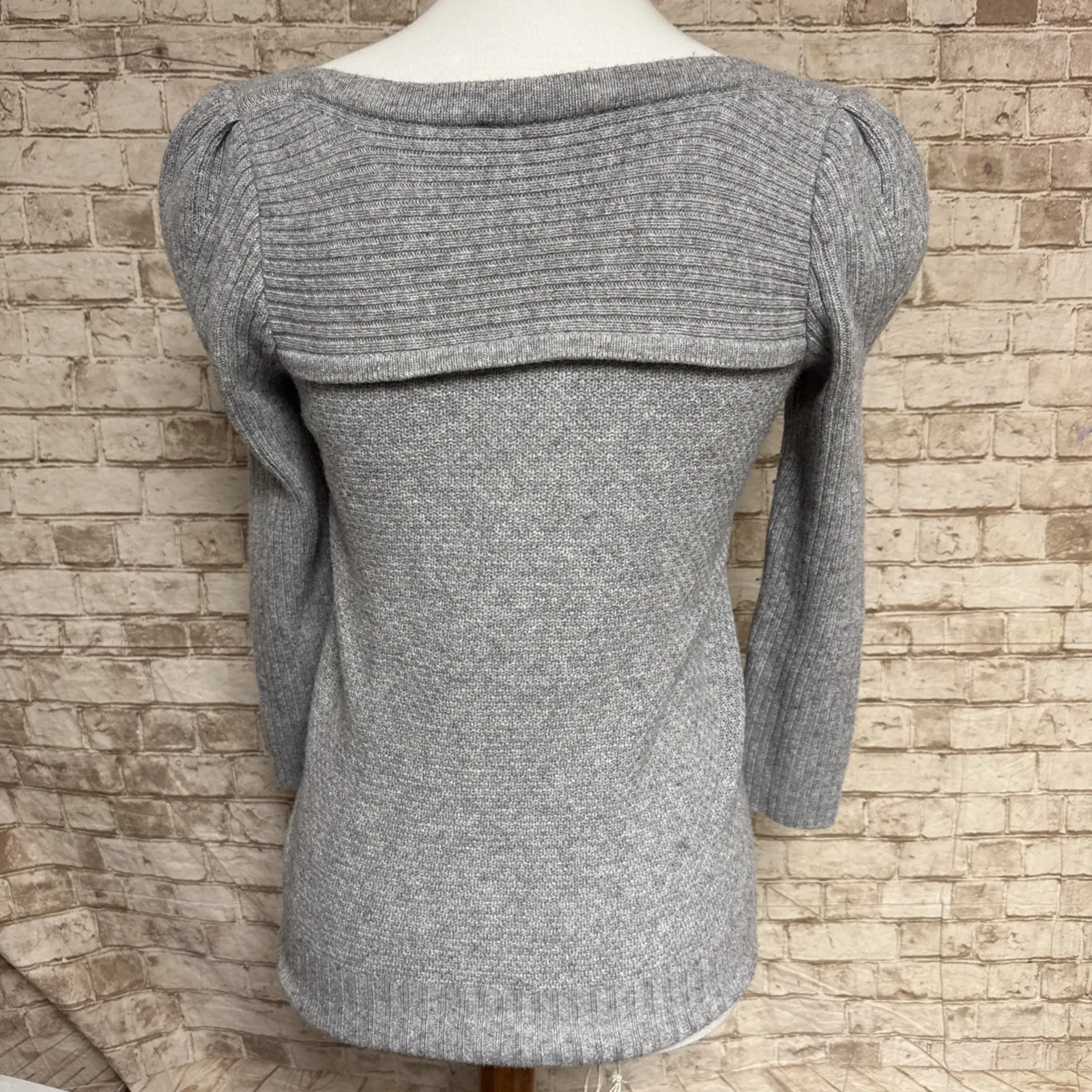 SEE BY CHLOE Gray Tightknit 1/2 Sleeve Designer Sweater Sz US 2 - Image 10