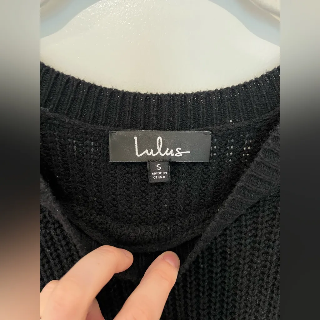 New Lulu's Stretch Black Knit Sweater Lace Up - Image 6
