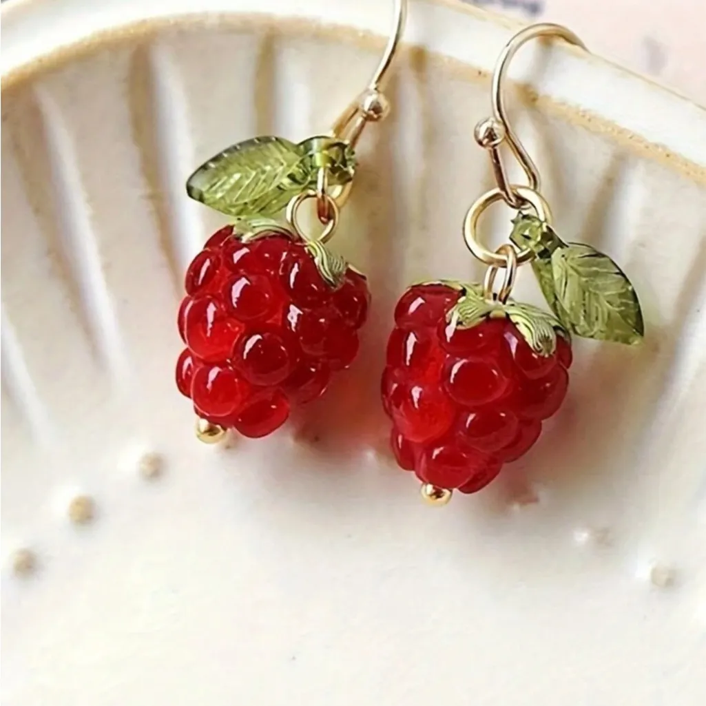 Raspberry Earrings Red - Image 2