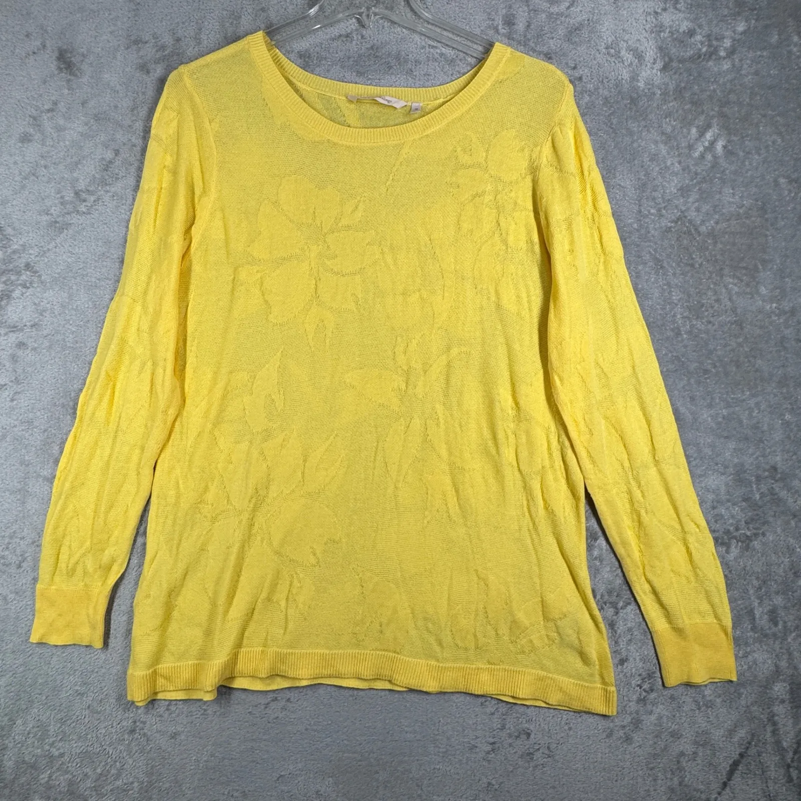 Soft Surroundings Sweater Floral Yellow Garden Wall Pointelle Jacquard Plus 1X - Image 2