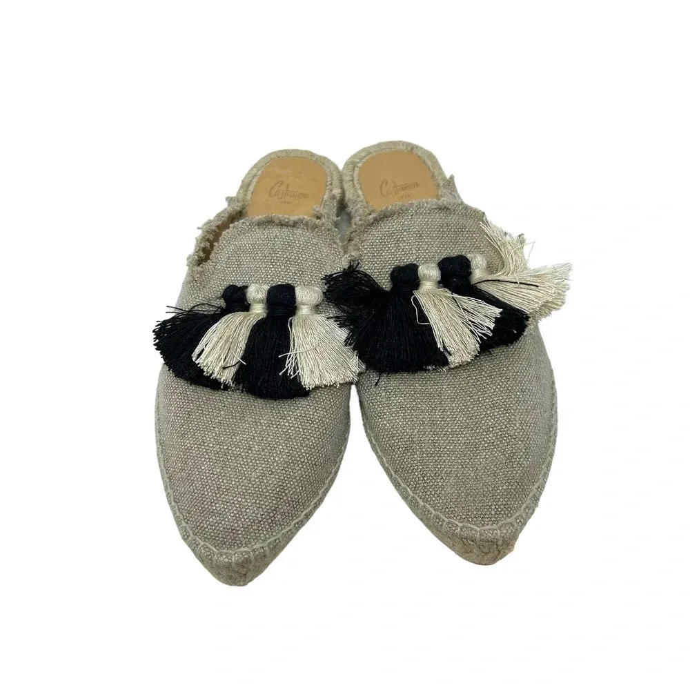 CASTAÑER Canvas Tassel Accents Mule‎ Slide Espadrille Flats Size 39 US 8 - Image 2