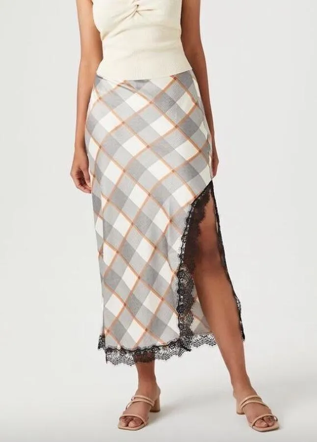 Grey and white plaid maxi skirt and tank set - Image 6