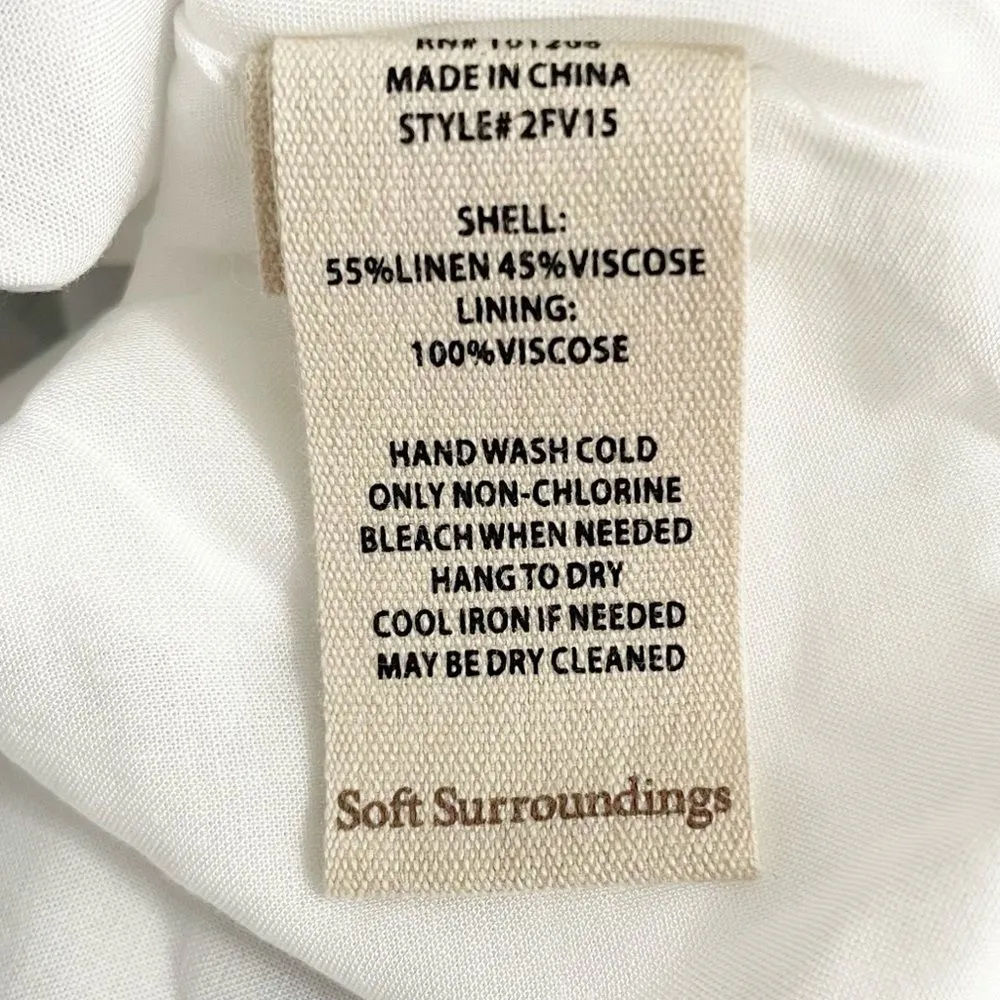 NWT Soft Surroundings Sonya Linen Dress Beachy White & Blue Stripes Size Medium - Image 11