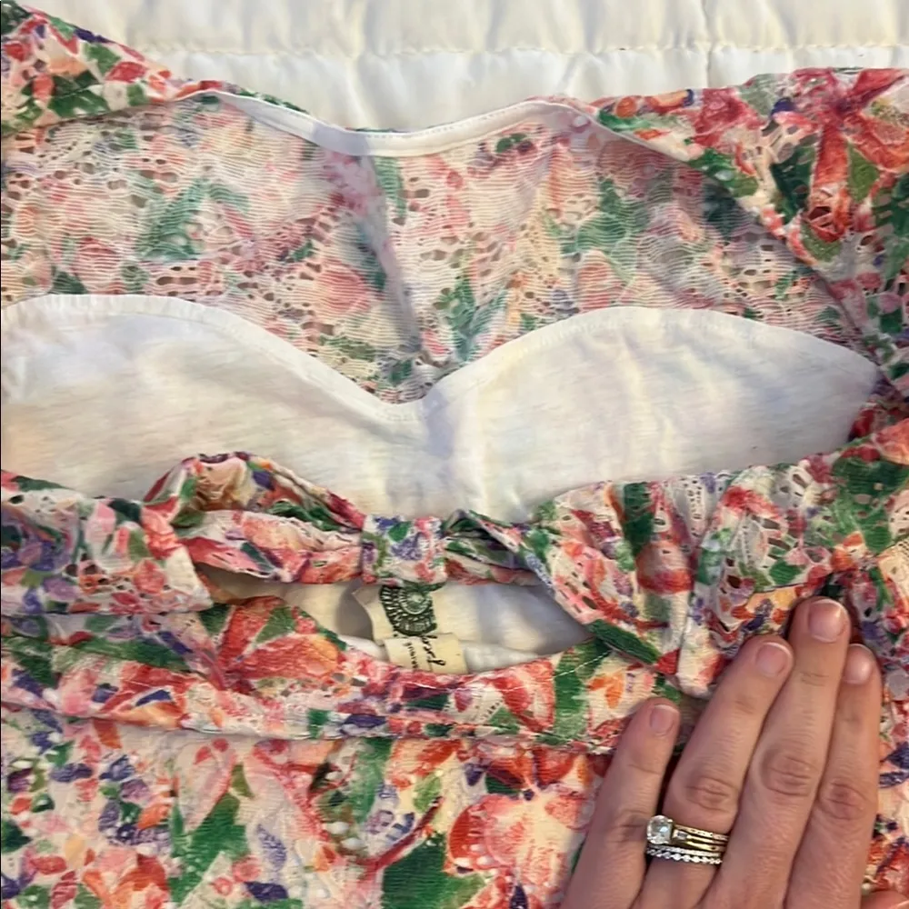 Free People Floral Print Dress with Bow Back - Image 4