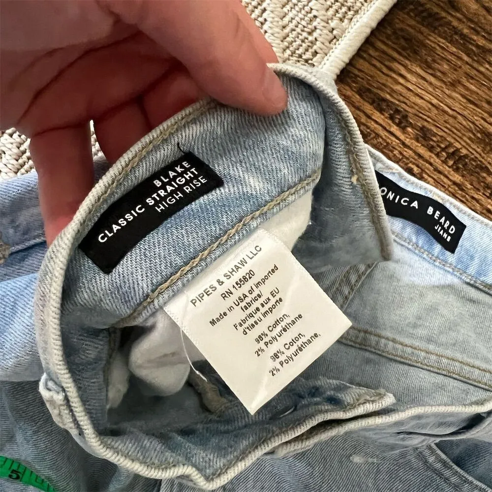 Veronica Beard Blake High Rise Straight Jeans Glacier Blue Women's Size 31 - Image 2