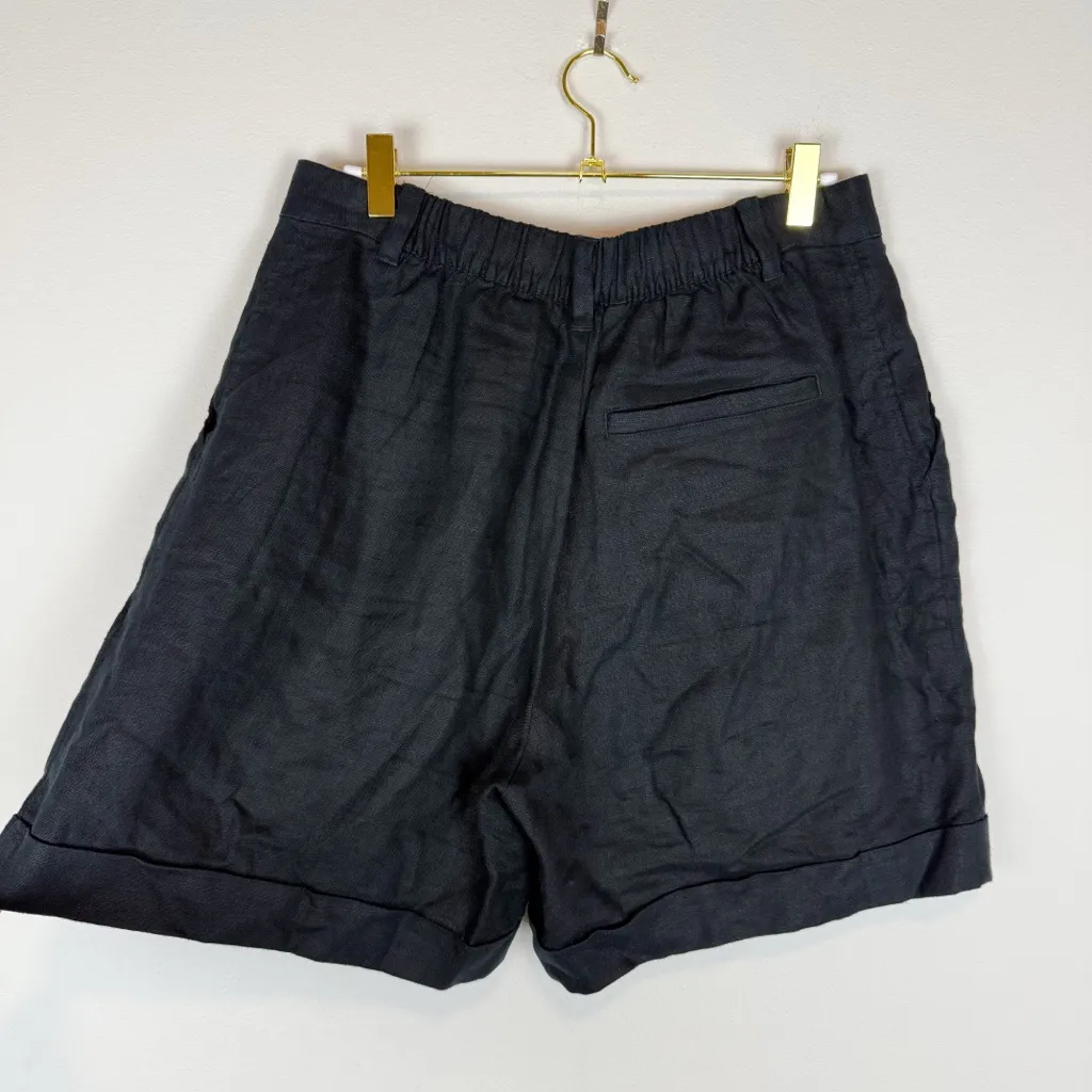 Garnet Hill Linen Trouser Shorts Black Size 6 - Image 7