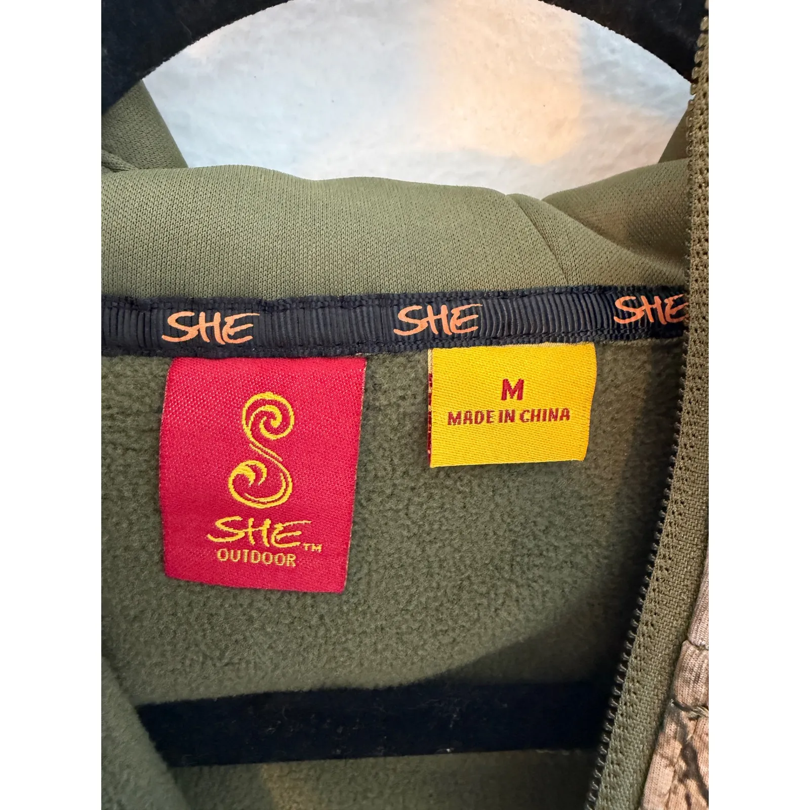 SHE Outdoor Camo Fleece Lined Hoodie Pullover Women's M hunting outdoor Green Size M - Image 5