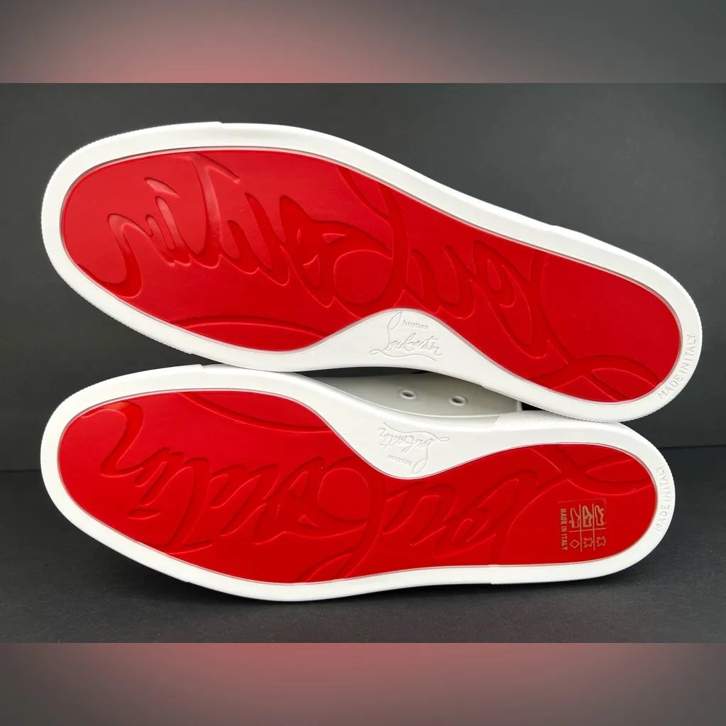 Christian Louboutin Fun Vieira Flat Leather  Metallic Logo Sneakers Size EU 41 - Image 6