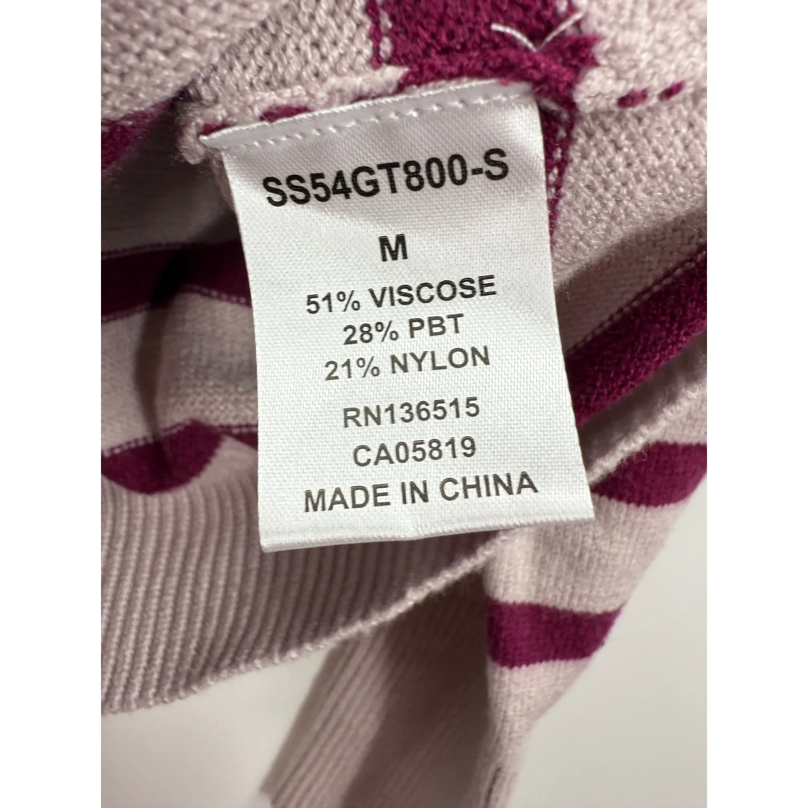 Stitches Stripes Striped Crew Neck Sweater Light Pink Burgundy Women's Size M Size M - Image 4