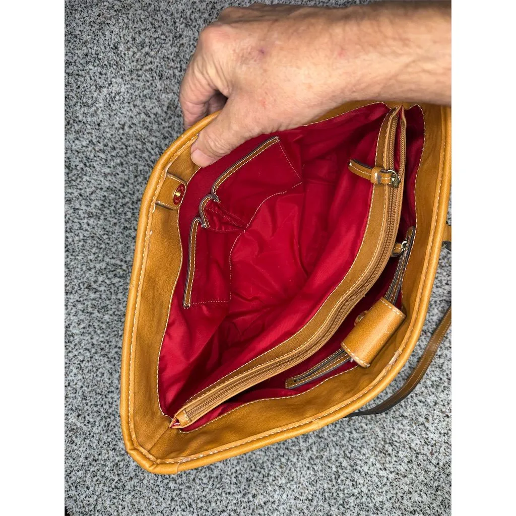 Nine West Women's Floral Tote Bag Red White Blue Brown Accents - Image 13