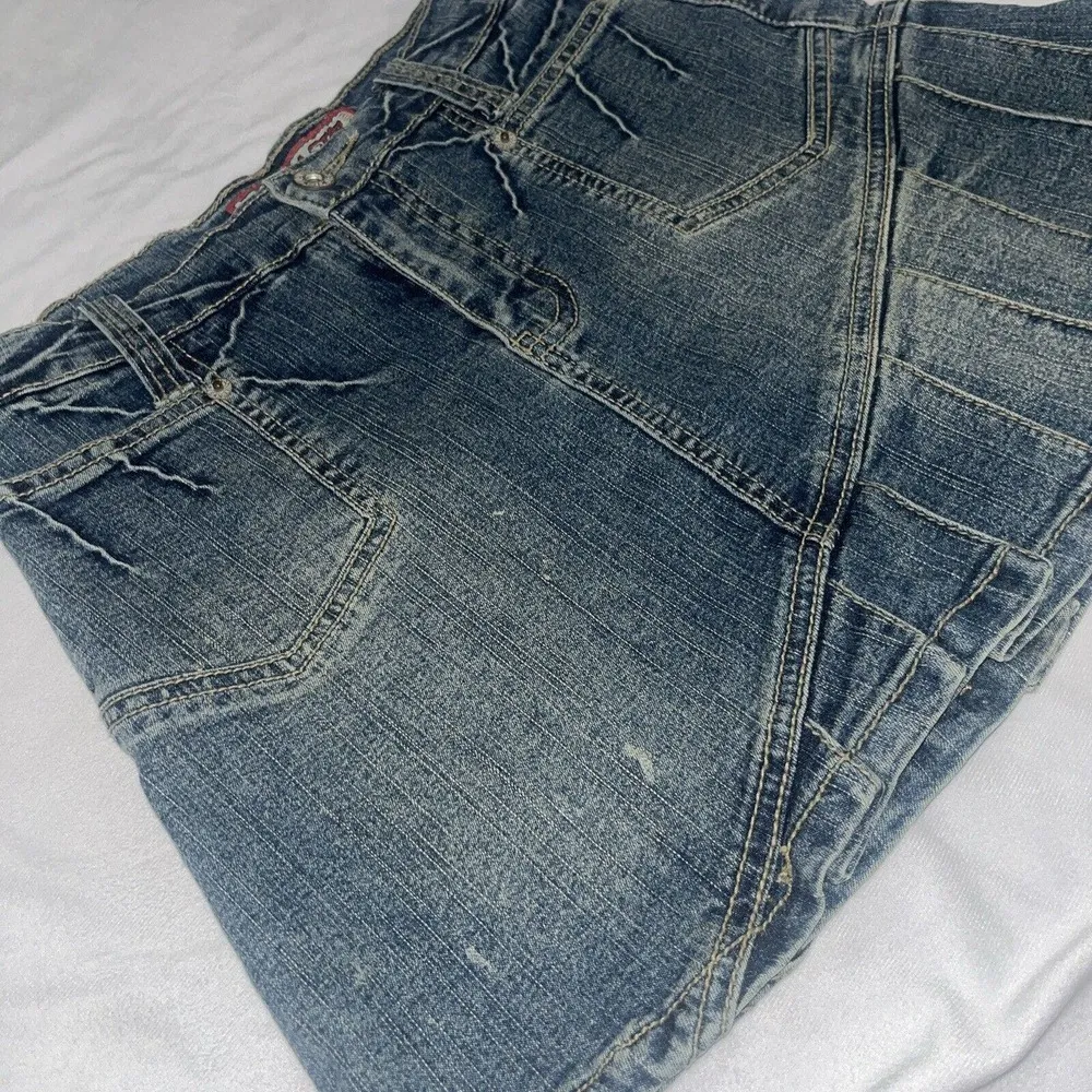 Y2K Vanilla Star Micro Mini Denim Skirt Pleated Juniors Sz 1 - Image 3