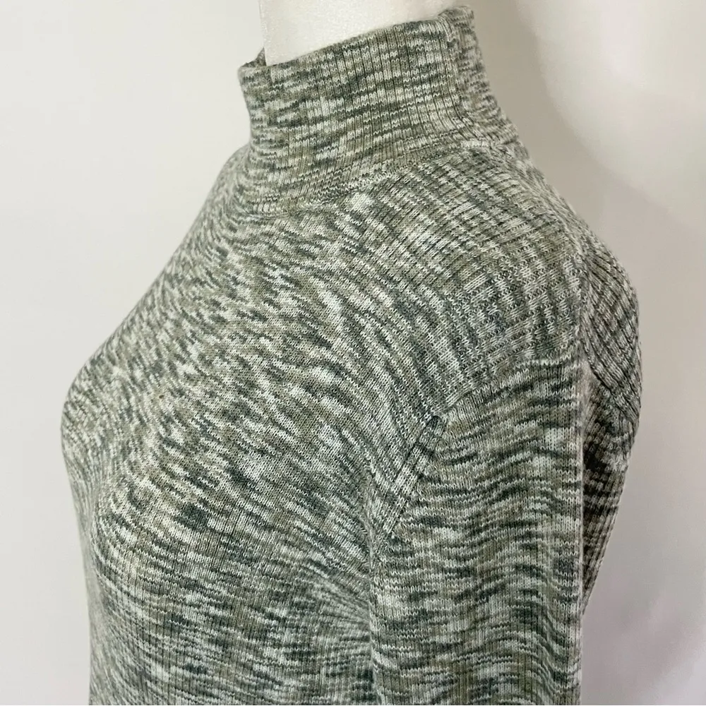 New Spacedye Rib Knit Mock Neck Rhea Sweater Green Size Small - Image 7