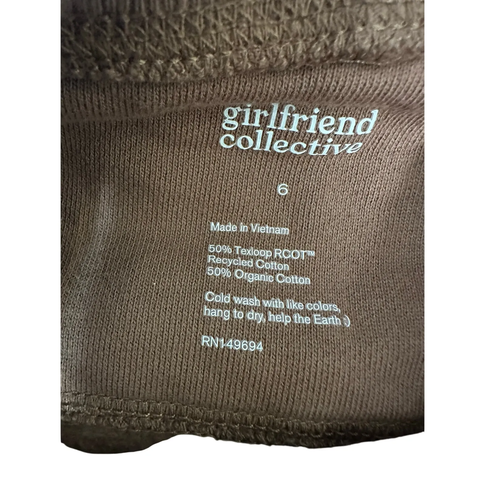Girlfriend Collective Sweatshirt Brown Crewneck Organic Cotton - Image 4