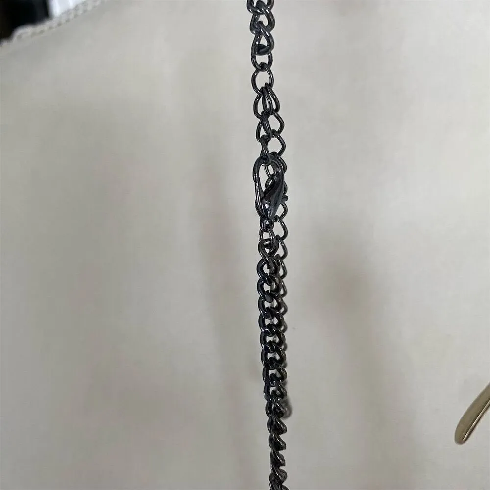 Vintage Multicolor Layered Rhinestone Necklace with Dangle Charms - Image 4