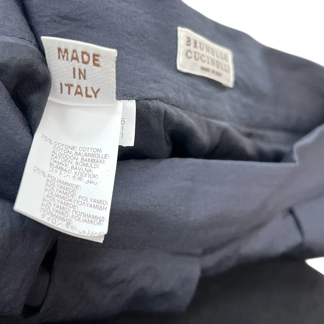 Brunello Cucinelli Pleated Asymmetric Skirt Cotton Navy Blue Size US 8 - Image 13