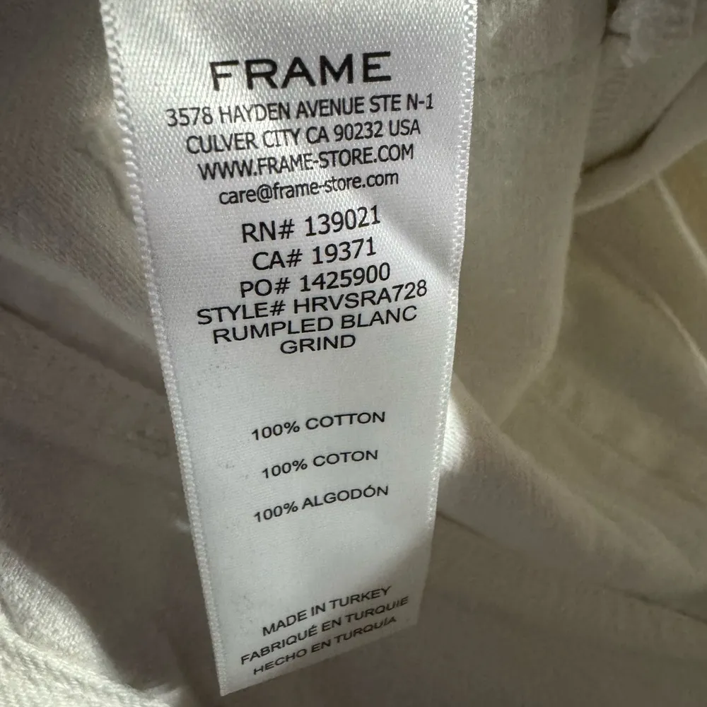 FRAME Rumpled Blanc Grind High Waist Cutoff White Denim Shorts Size 23 New - Image 6