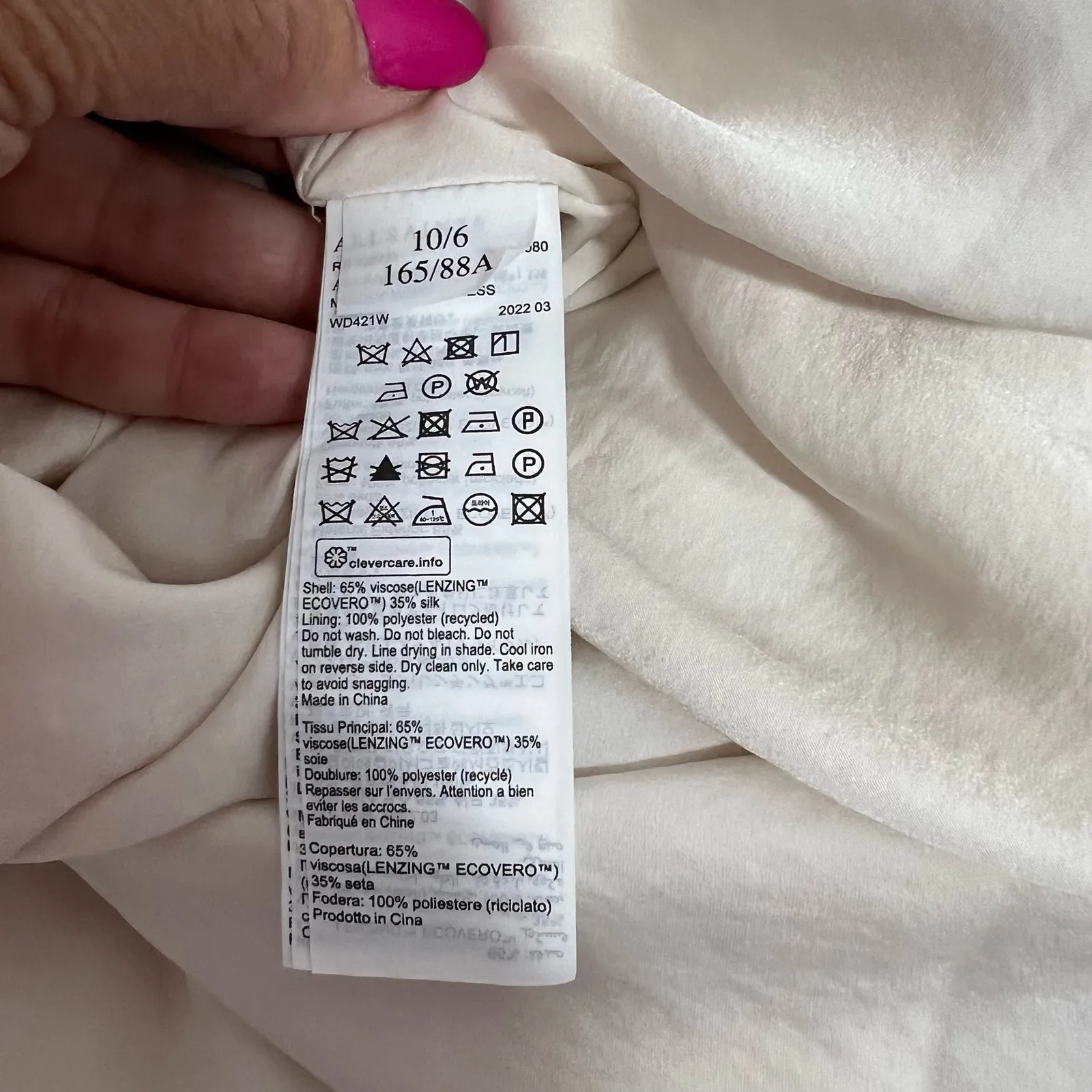 Allsaints Melody Marea Midi Slip Dress Silk Rainbow Pink V Neck Lined Size 6 Y2K - Image 14