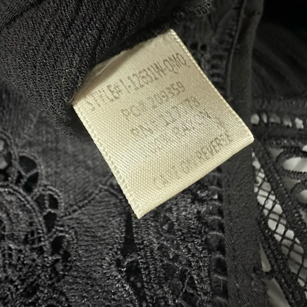 Love Stitch Black Lace Swiss Dot Tie Front Button Up 3 Quarter Sleeve Blouse S - Image 13