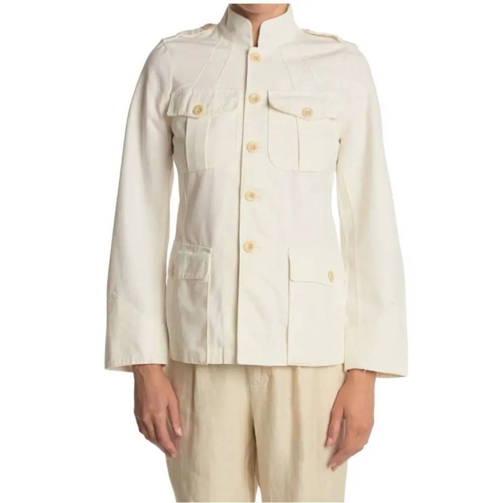 NEW Alex Mill White Natural Officer's Chore Jacket Utility Pockets L Size L - Image 4