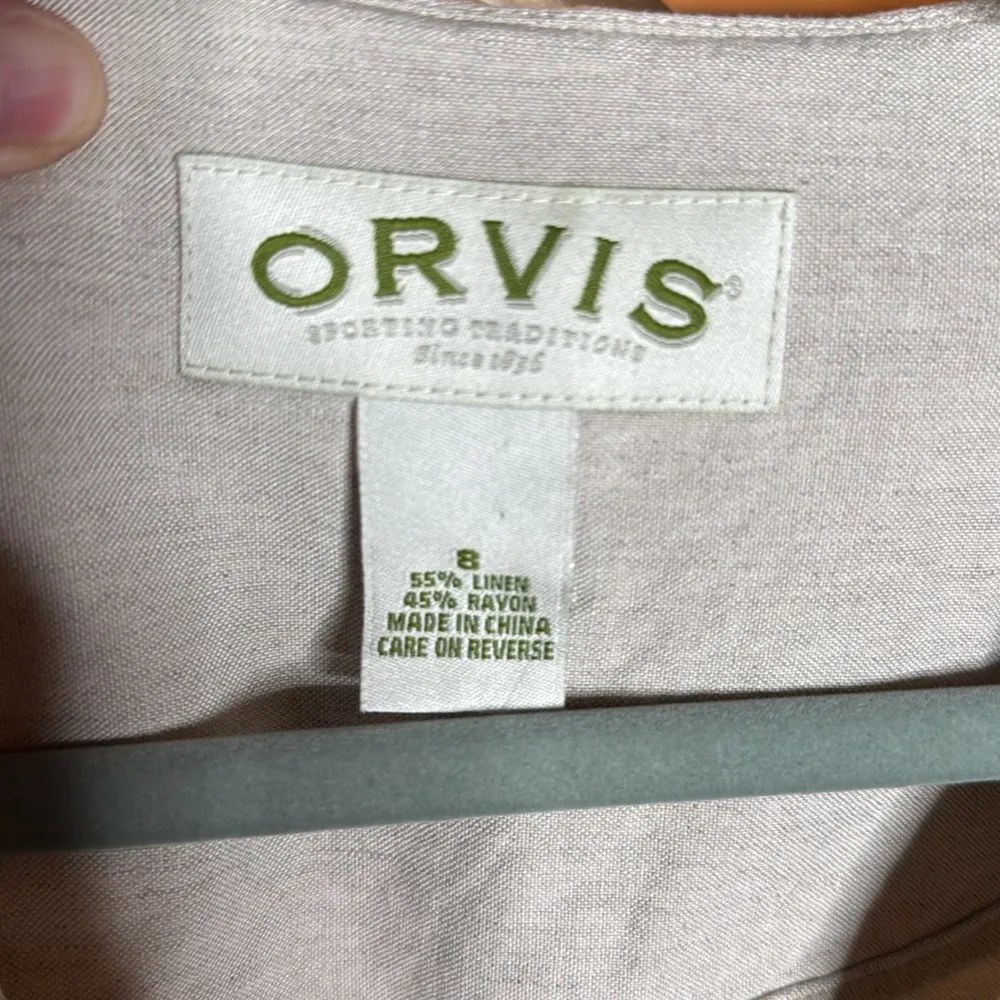 Orvis  Tan Linen Button Dress Size 8 - Image 6