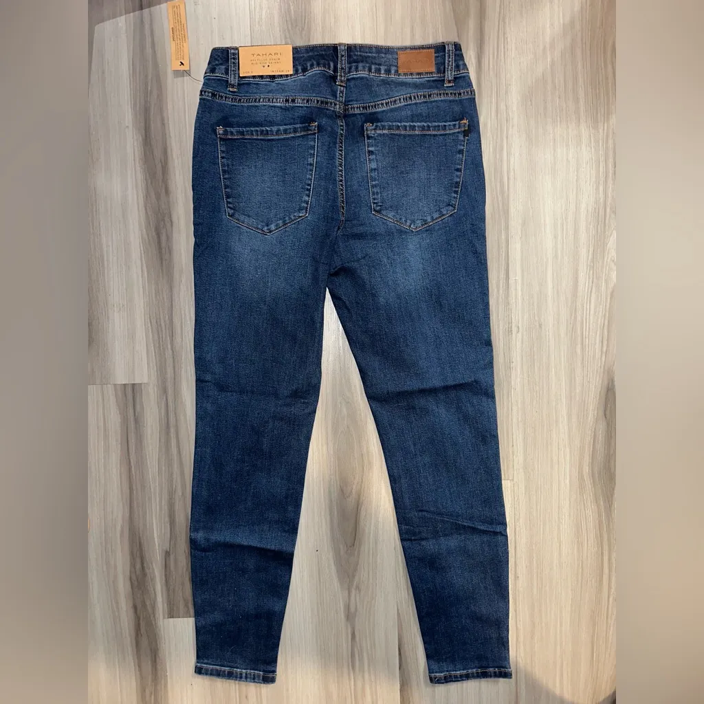 NWT Tahari Women’s Dark Blue Classic Kelly Straight Leg Jeans Denim Pants 8/29 - Image 7