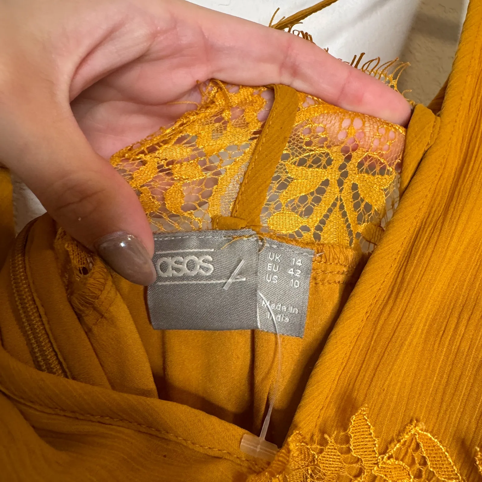 ASOS Marigold Yellow Lace Bridesmaid Maxi Dress - Image 7