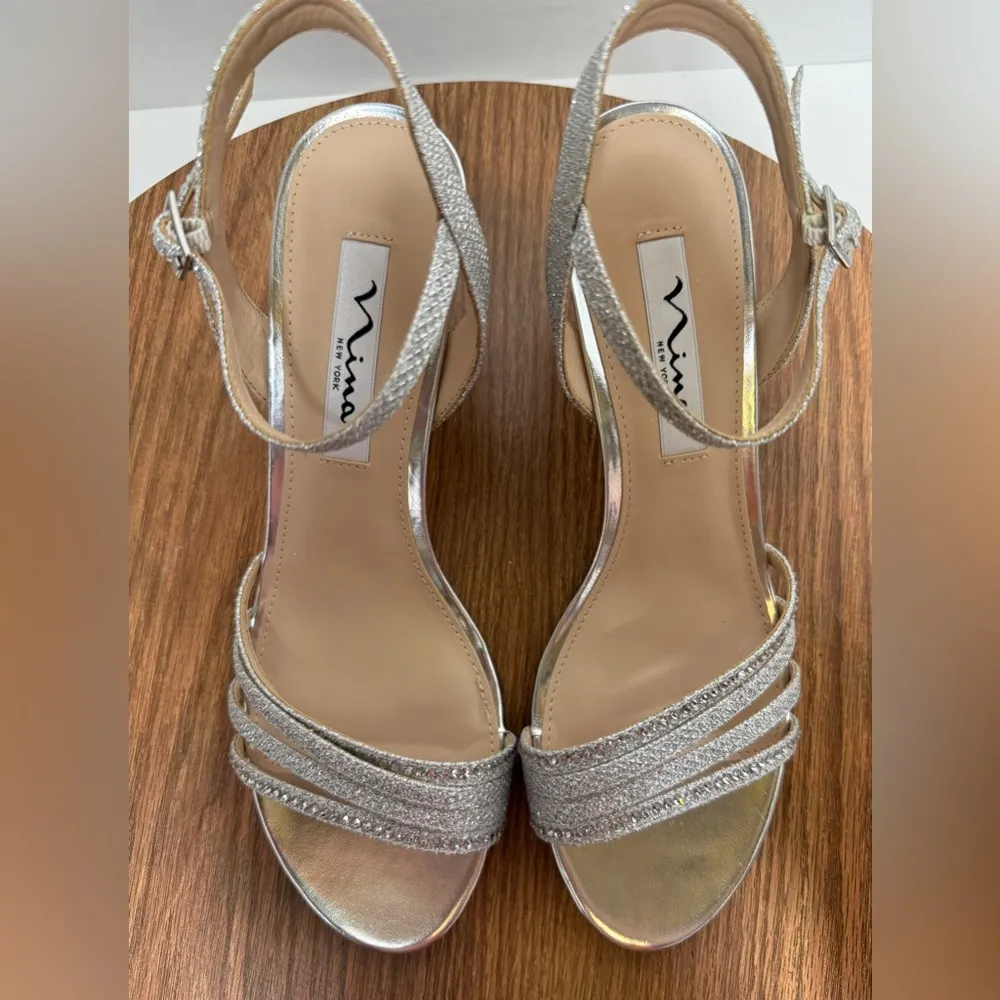 Nina Nelena Silver Dreamland Rhinestone Heels NIB Size 8 M - Image 3