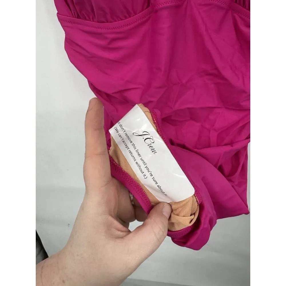 J. Crew‎ Women's Pink Ruched V-Neck One-Piece Swimsuit Size 18 Poolside NEW - Image 7