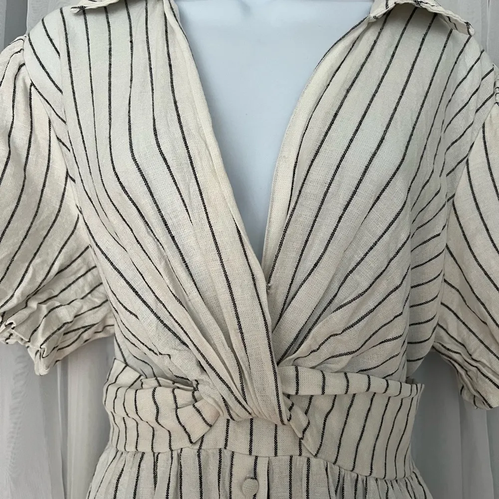 DEREK LAM 10 CROSBY Maya twisted striped linen Dress Size Large - Image 8
